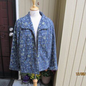 #539  NEW WOMAN'S BLUE JACKET BY COLDWATER CREEK  (SIZE IX OR 18)